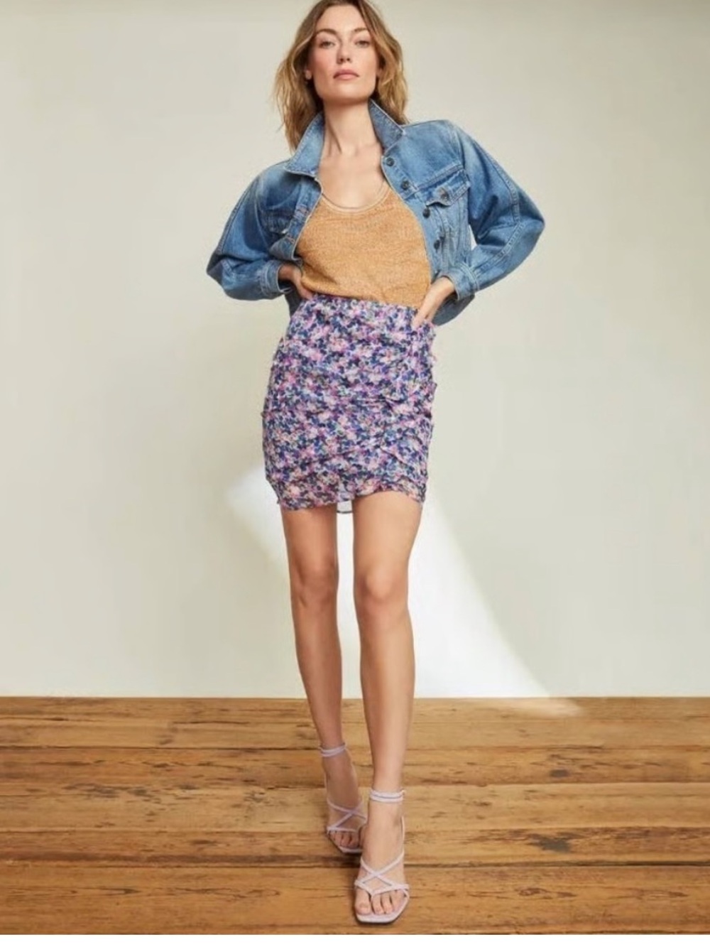 Veronica Beard Skirt Floral Spencer Side Ruffles in Multi-Color-100%Silk - Picture 2 of 11